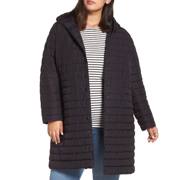 Halogen Jackets & Blazers - 2X Hooded Long Puffer Jacket/Coat HALOGEN® Nordstrom like Eileen Fisher